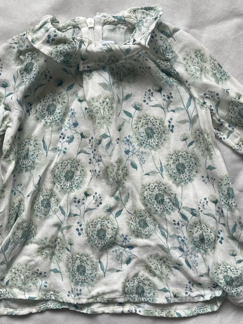 Tartine et Chocolat Floral Dandelion Print Lightweight Shirt- Cream/Green